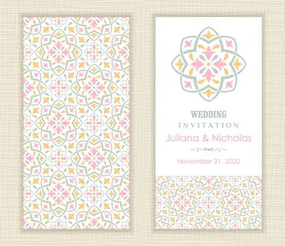 Wedding invitation cards Eastern style Stock Illustration