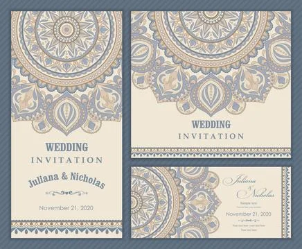 Wedding invitation cards Eastern style Stock Illustration