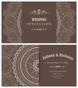 Wedding invitation cards Eastern style Stock Illustration