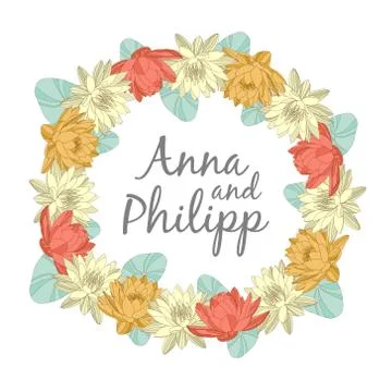 Wedding invitation cards with floral elements Stock Illustration