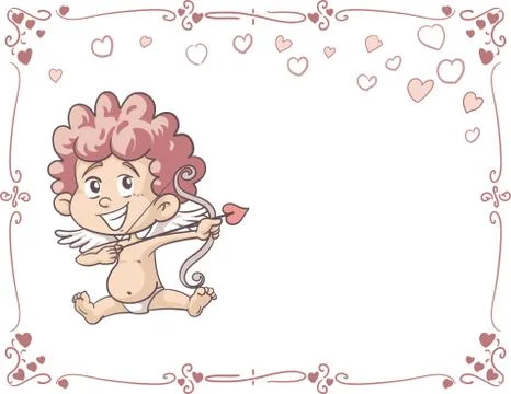 Wedding Invitation with Cupid Vector Card Design Stock Illustration