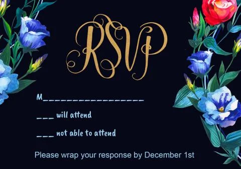 Wedding invitation DiY template handmade watercolor illustration Stock Illustration