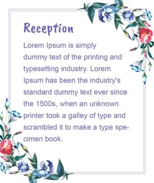 Wedding invitation DiY template handmade watercolor illustration Stock Illustration