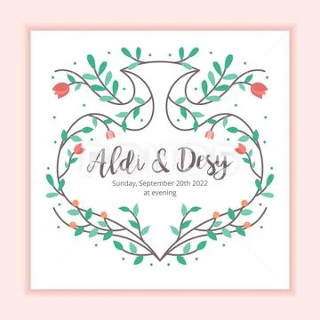 Wedding Invitation Floral Frame Decoration Background Stock Illustration