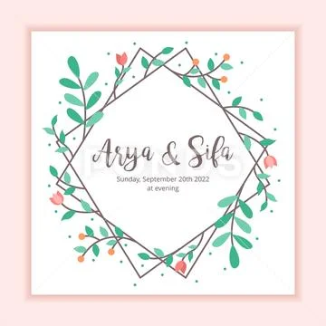 Wedding Invitation Floral Frame Decoration Background Stock Illustration
