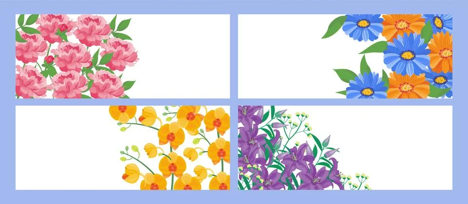 Wedding invitation with flower set, vector illustration. Graphic floral pattern Illustrazione stock