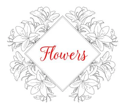 Wedding invitation. Frame with text and flowers. Vector illustration template Stock Illustration