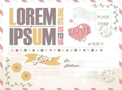 Wedding invitation  postcard background vector template Stock Illustration