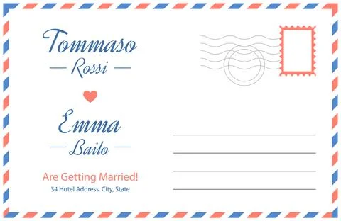 Wedding invitation postcard Illustration