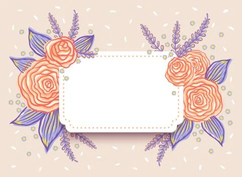 Wedding invitation with roses. Illustrazione stock