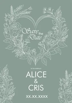 Wedding Invitation, save the date card template. Stock Illustration