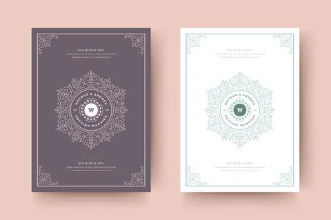 Wedding invitation save the date card template flourishes ornaments vignett.. Stock Illustration