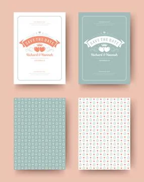 Wedding invitation save the date cards vintage typographic template design. 스톡 일러스트