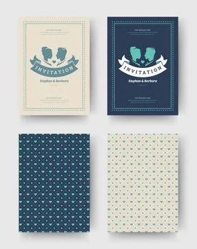 Wedding invitation save the date cards vintage typographic template design. 스톡 일러스트