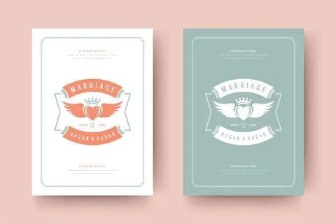 Wedding invitation save the date cards vintage typographic template design. 스톡 일러스트