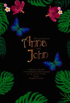 Wedding Invitation Save Date Template Card Hand Drawn Vintage Lettering. Flor Stock-Illustration