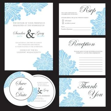 Wedding invitation set Stock Illustration