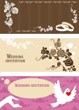 Wedding invitation set Stock Illustration