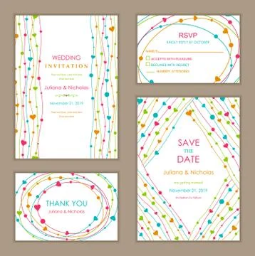 Wedding invitation set. Stock Illustration