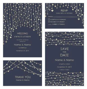 Wedding invitation set. Stock Illustration