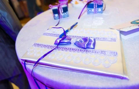 Wedding invitation on the table Stock Photos