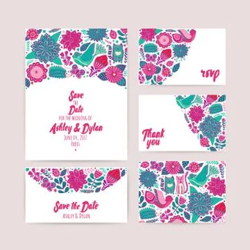 Wedding Invitation template save the date invitation Stock Illustration