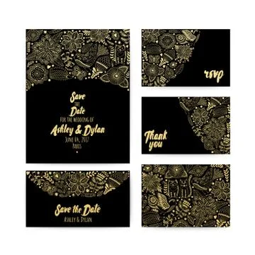 Wedding Invitation template save the date invitation Stock Illustration