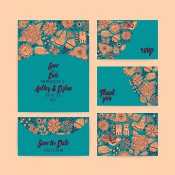 Wedding Invitation template save the date Stock Illustration