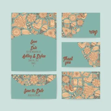 Wedding Invitation template save the date Stock Illustration