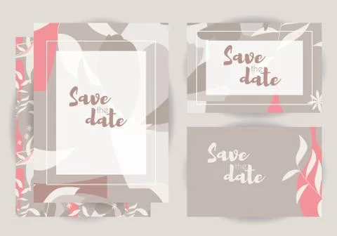 Wedding invitations, collection of vector wedding set with floral seamless pa Illustrazione stock