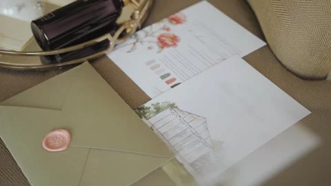 Wedding invitations, wedding accessories. Collection showcases Elegant Floral Stock Footage 307924517