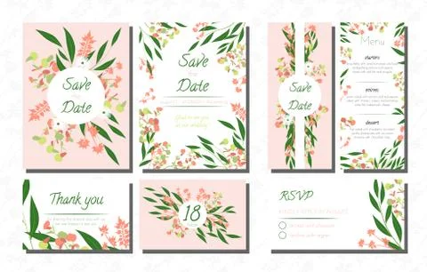 Wedding Invite with Eucalyptus. Stock Illustration