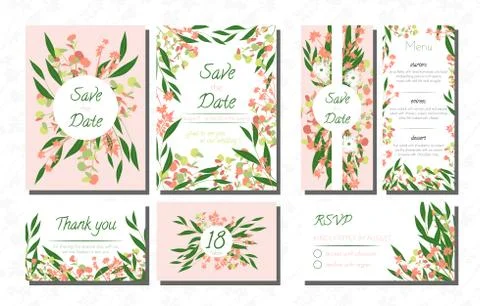 Wedding Invite with Eucalyptus. Stock Illustration