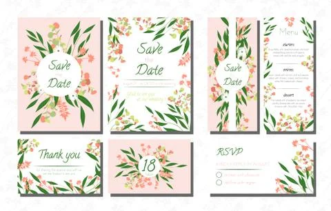 Wedding Invite with Eucalyptus. Stock Illustration