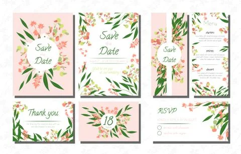 Wedding Invite with Eucalyptus. Stock Illustration