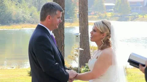 Wedding By Lake Stock Footage 12710066