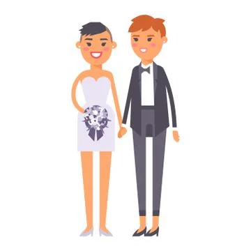 Wedding lesbian couples vector characters Stock Illustration