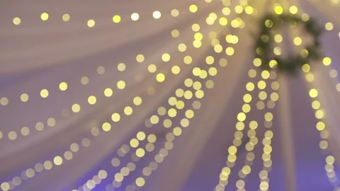 Wedding lights decorations blurred defocused Stock Footage 125277673