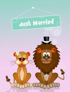 Wedding of lions Stock Illustration