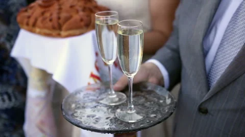 Wedding Loaf And Champagne Stock Footage 59663489
