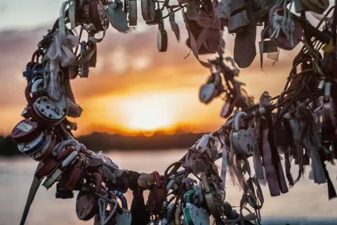 Wedding Lock Tree 스톡 사진