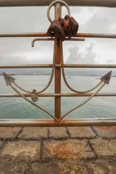 Wedding locks anchored Stock Photos