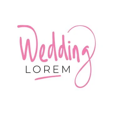 Wedding logo design template with hand lettering. Stock Illustration