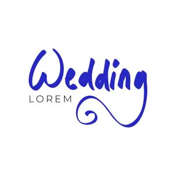 Wedding logo design template with hand lettering. Stock Illustration