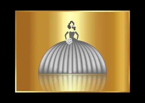 Wedding Logo, vector bride concept for bridal salon in luxury golden color Stock Illustration