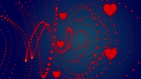 Wedding loop blue background,  turbulence red hearts Stock Footage 36996671
