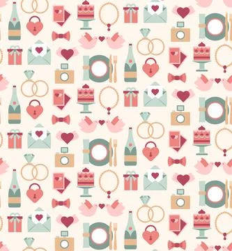 Wedding love seamless pattern elements Stock Illustration