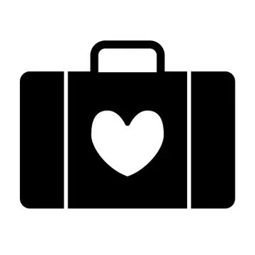 Wedding luggage solid icon. Suitcase with heart vector illustration isolated on Stock Illustration