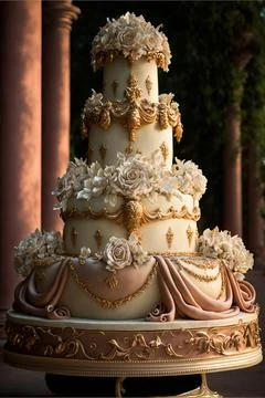 Wedding luxury cake background, Made by AI,Artificial intelligence Stock Illustration