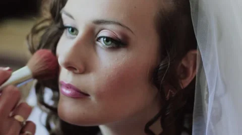 Wedding make-up for the bride. Preparation for a wedding. Stock Footage 52490679